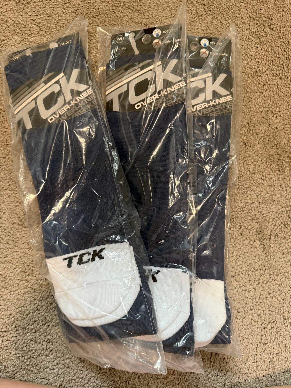 New TCK Prosport Over the Knee Athletic Socks Set of 3 Pairs, Navy Size Med